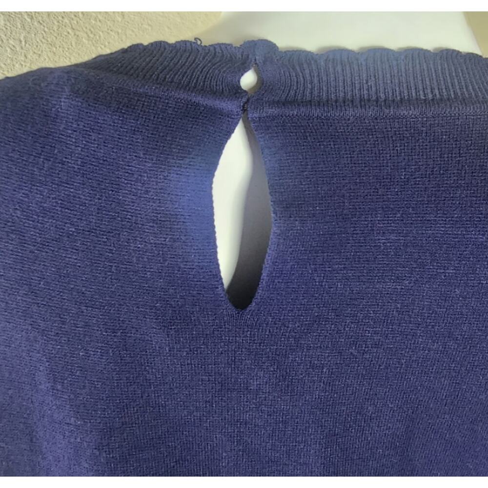 Draper James NWOT Sheer Yoke A-Line Sweater Dress Nassau Navy, Medium - Picture 9 of 10
